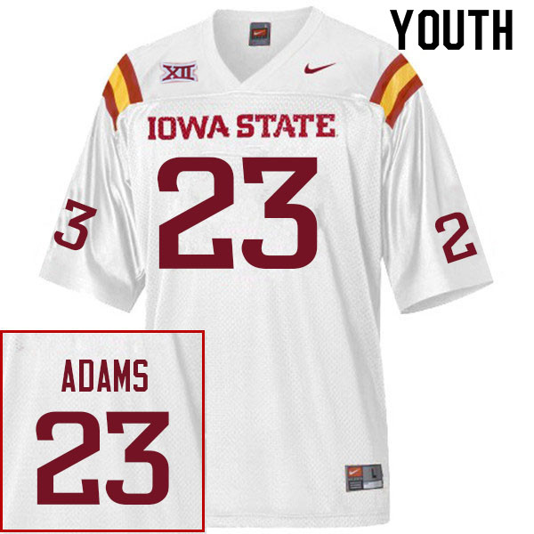 Youth #23 Quaron Adams Iowa State Cyclones College Football Jerseys Sale-White